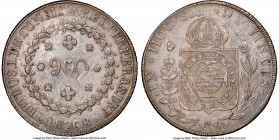 Pedro I 960 Reis 1826-B XF45 NGC, Bahia mint, KM368.2, LMB-511, Bentes-473.10. 27 tulips with "B mintmark visible variety. A choice mid-grade specimen...