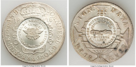 Republic Countermarked 960 Reis 1957 XF, KM-XCC13.2. 41mm. 26.81gm. With Type XIII counterstamp upon an 1816-dated 960 Reis of type KM307. Lightly sil...