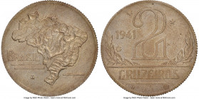 Republic copper-nickel Pattern 2 Cruzeiros 1941 MS63 NGC, KM-Pn337, LMB-283b, Bentes-E95.03. A scarce pattern featuring a depicting of the nation on t...