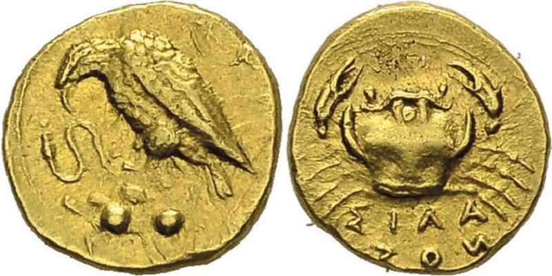 Italie - Sicile - Agrigente
 2 litrae d’or ou diobole (c. 406) - Magistrat Sila...