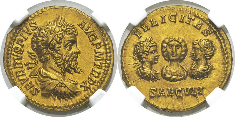Septime Sévère (193-211) Julia Domna, Caracalla et Geta 
 Aureus - Rome (203)
...