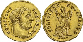 Constance Ier Chlore (293-306) 
 Aureus - Ticinum (305-306) 
 Rarissime - Petites marques à l’avers.
 Exemplaire de la collection Trau vente
 Gilh...