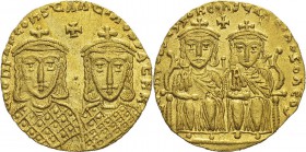 Léon IV et Constantin VI (776-780) 
 Solidus - Constantinople (778-780) 
 Magnifique exemplaire.
 Superbe à FDC - NGC CHOICE AU (4/5 et 4/5)
 1.50...