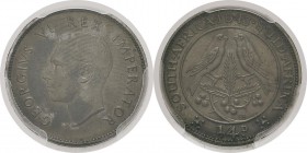 Afrique du Sud
 Union d’Afrique du Sud (1910-1961)
 Epreuve sur flan bruni du 1/4 penny - 1943 Pretoria. 
 Très rare - 104 exemplaires.
 Flan Brun...
