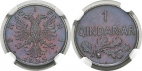 Albanie
 Ahmed Zogu (1925-1939)
 1 qindar - 1935 R Rome. 
 Rare dans cette qualité.
 FDC Exceptionnel - NGC MS 67 RB
 100 / 200