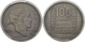 Algérie
 Epreuve en argent du 100 francs - 1950. Sans le mot essai.
 Inédit - Unique ?
 Frappe d’Epreuve - PCGS SP 62
 800 / 1.200