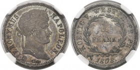 Allemagne - Westphalie 
 Jérôme Napoléon (1807-1813)
 Epreuve sur flan bruni du 1 franc - 1808 J Paris.
 Tranche inscrite en creux - Frappe monnaie...