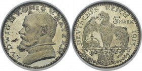 Allemagne - Empire (1871-1918)
 Bavière - Louis III (1913-1918)
 Epreuve en cuivre argenté sur flan bruni du 5 marks - 1913 - Goetz.
 Flan Bruni - ...