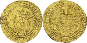 Angleterre
 Henri VIII (1509-1547)
 Ange d’or - Non daté (1509-1526) Londres. 
 Monnaie provenant d’un bijou.
 Superbe - NGC AU Details mount remo...