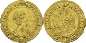 Angleterre
 Edouard VI (1547-1553)
 1/2 souverain d’or - 2ème période - Non daté. (1549-1550) Southwark.
 Rarissime - Monnaie restaurée, marque sur...