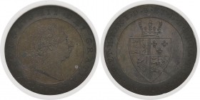 Angleterre
 Georges III (1760-1820)
 Epreuve en cuivre sur flan bruni du 1 guinée or - 1791 
 Frappe médaille.
 Rarissime.
 Flan Bruni - NGC PF 6...