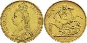 Angleterre 
 Victoria (1837-1901) 
 2 souverains or - 1887 
 Nettoyé.
 Superbe
 700 / 800