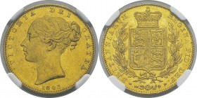 Angleterre 
 Victoria (1837-1901) 
 1 souverain or - 1843
 Rare dans cette qualité. 
 Pratiquement FDC - NGC MS 63
 800 / 900