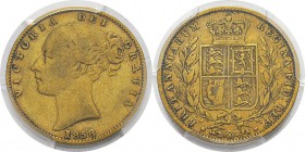 Angleterre Victoria (1837-1901)
 1 souverain or - 1858 petite date. 
 TTB - PCGS VF 35
 300 / 400