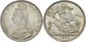 Angleterre 
 Victoria (1837-1901) 
 1 couronne - 1887
 Magnifique exemplaire. 
 Pratiquement FDC - NGC MS 63
 100 / 200