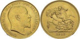 Angleterre
 Edouard VII (1901-1910)
 5 souverains or - 1902 
 Superbe à FDC - NGC MS 61
 2.000 / 2.200