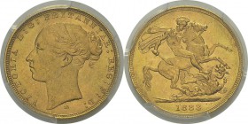 Australie 
 Victoria (1837-1901)
 1 souverain or - 1883 M Melbourne. 
 Pratiquement FDC - PCGS MS 63
 300 / 400