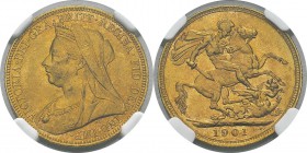 Australie
 Victoria (1837-1901)
 1 souverain or - 1901 S Sydney. 
 Rare dans cette qualité.
 Pratiquement FDC - NGC MS 63
 400 / 500