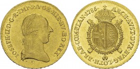 Autriche (Pays-Bas) Joseph II (1780-1790)
 1/2 souverain or - 1786 F Hall. 
 Superbe
 500 / 600