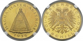 Autriche
 Première République (1918-1938) 
 100 schillings or à la Vierge - 1936 
 D’aspect flan bruni - Type rare.
 Pratiquement FDC - NGC PL 63 ...