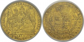 Belgique - Tournai 
 Albert et Isabelle (1598-1621)
 Double souverain or - 1617 Tournai. 
 Rarissime dans cette qualité.
 Pratiquement FDC - NGS M...