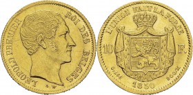 Belgique
 Léopold Ier (1831-1865)
 10 francs or - 1850 
 Infime nettoyage. Pratiquement FDC
 1.000 / 1.200