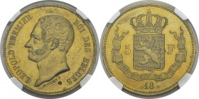 Belgique
 Léopold Ier (1831-1865)
 Epreuve en cuivre doré sur flan bruni du 5 francs - 18-- (1847) - Distexhe.
 Tranche inscrite. Rare.
 Flan Brun...