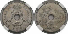 Belgique
 Léopold II (1865-1909)
 25 centimes « français » - 1909/8
 Exemplaire de la collection de Monsieur le Chanoine Léon MATAGNE acheté le 13 ...