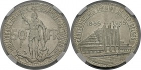 Belgique
 Léopold III (1934-1951)
 50 francs Centenaire des chemins de fer belges - 1935 
 Légende en français - Frappe médaille - Tranche B.
 Exe...