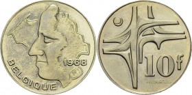 Belgique
 Baudouin Ier (1951-1993)
 Epreuve en nickel sur flan bruni du 10 francs Baudoin - 1968
 Projet de Courtois. Rarissime - 12 exemplaires. F...