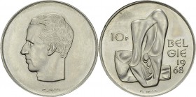 Belgique
 Baudouin Ier (1951-1993)
 Epreuve en nickel sur flan bruni du 10 francs Baudoin petite tête - 1968
 Projet de Elstrøm. 
 Rarissime - 12 ...