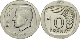 Belgique
 Baudouin Ier (1951-1993)
 Epreuve en nickel sur flan bruni du 10 francs Baudoin - 1968 
 Projet de Macken.
 Rarissime - 12 exemplaires. ...