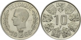 Belgique
 Baudouin Ier (1951-1993)
 Epreuve en nickel sur flan bruni du 10 francs Baudoin - 1968 
 Projet de Van Dionant.
 Rarissime - 12 exemplai...