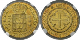 Brésil
 Jean Prince Régent (1799-1816) 
 4000 reis or - 1816 R Rio.
 Type « regens ».
 D’une qualité exceptionnelle. FDC - NGC MS 65
 3.800 / 4.2...