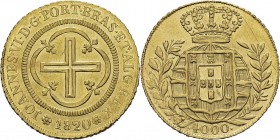 Brésil
 Jean VI (1816-1822)
 4000 reis or - 1820 R Rio. 
 Magnifique exemplaire.
 Superbe à FDC - NGC MS 61
 1.000 / 1.200