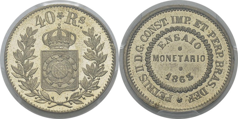 Brésil
 Pierre II (1831-1889)
 Paire d’essais des 40 reis en cupro-nickel et c...