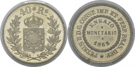 Brésil
 Pierre II (1831-1889)
 Paire d’essais des 40 reis en cupro-nickel et cuivre - 1863
 Très rare.
 Frappe d’Epreuve - PCGS SP 64 et SP 64 BN...