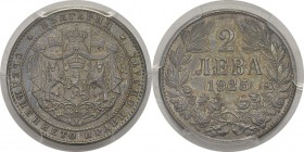 Bulgarie
 Boris III (1918-1943)
 Epreuve en argent du 2 leva - 1925 Bruxelles. 
 Tranche lisse - Frappe monnaie.
 Inédit - Unique ?
 Frappe d’Epr...