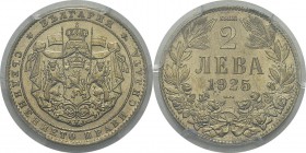 Bulgarie
 Boris III (1918-1943)
 Essai en cupro-nickel du 2 leva - 1925 Poissy. 
 Tranche striée - Frappe monnaie.
 D’une insigne rareté - Moins d...
