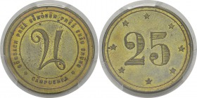 Cambodge
 Norodom Ier (1860-1904)
 25 centimes en laiton du palais royal - Non daté. 
 Rarissime.
 Pratiquement FDC - PCGS MS 64
 400 / 500