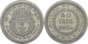 Cambodge
 Norodom Sihanouk (1941-1955)
 50 cent. - 1953 Paris. 
 Qualité exceptionnelle.
 FDC Exceptionnel - PCGS MS 67
 120 / 140
