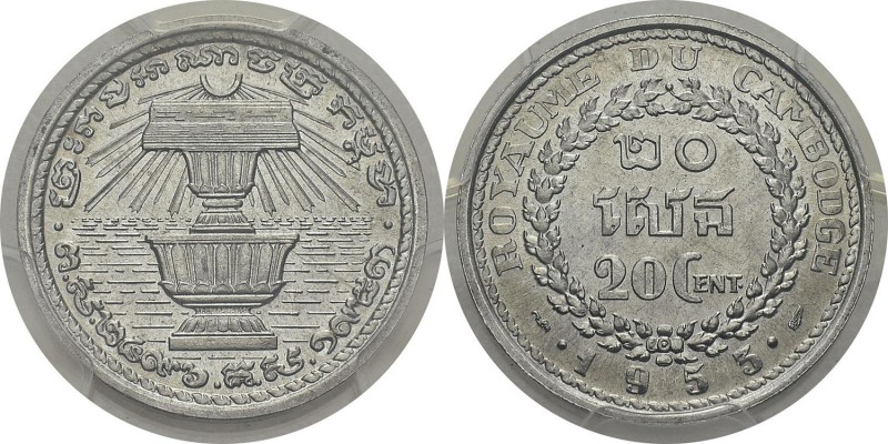 Cambodge
 Norodom Sihanouk (1941-1955)
 20 cent. - 1953 Paris. 
 Qualité exce...