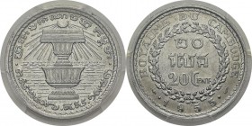 Cambodge
 Norodom Sihanouk (1941-1955)
 20 cent. - 1953 Paris. 
 Qualité exceptionnelle.
 FDC Exceptionnel - PCGS MS 67
 100 / 120