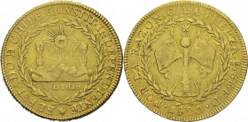 Chili
 Première République (1818-1830)
 8 escudos or - 1820 FD So Santiago. 
 TTB à Superbe
 1.200 / 1.400