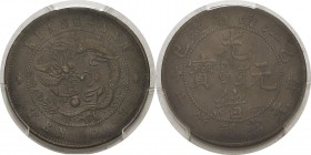 Chine - Empire - Kiangnan 
 Kuang-hsü (1875-1908)
 10 cash - Non daté (1905). 
 Superbe - PCGS AU 50
 50 / 100