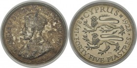 Chypre
 Georges V (1910-1936)
 Epreuve sur flan bruni du 45 piastres - 1928
 Très rare - 517 exemplaires. 
 Flan Bruni - NGC PF 63
 1.000 / 1.200...