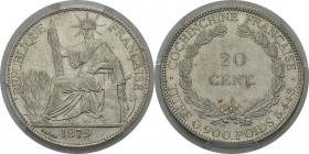 Cochinchine
 Epreuve du 20 cent. - 1879 A Paris. 
 Frappe d’Epreuve - PCGS SP 55
 200 / 300