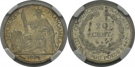 Cochinchine
 20 cent. - 1884 A Paris. 
 Superbe - NGC AU 50
 100 / 200