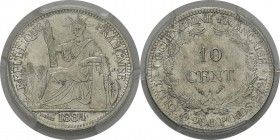 Cochinchine
 10 cent. - 1884 A Paris. 
 Très rare dans cette qualité. 
 FDC - PCGS MS 64+
 400 / 600