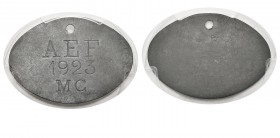 Congo (Moyen Congo)
 Monnaie de nécessité ovale en zinc - 1923 
 Très rare dans cette qualité.
 Superbe - PCGS AU 58
 200 / 300